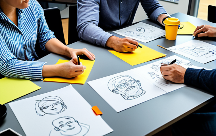 Brainstorming Session**

"A vibrant brainstorming session in a bright, modern animation studio, fully clothed professionals collaborating around a table covered with sketches and colorful sticky notes, coffee cups scattered around, safe for work, appropriate content, perfect anatomy, natural proportions, professional atmosphere, high quality, well-formed hands, proper finger count, modest clothing, family-friendly."

**