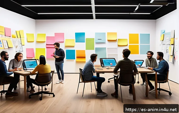 애니메이션 기획사의 리더십 역할 - A vibrant animation studio workspace filled with a diverse team of creative professionals collaborat...
